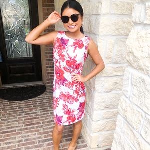 Floral on white Mario Serrani dress in size 4